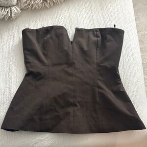Zara Brown Strapless Top